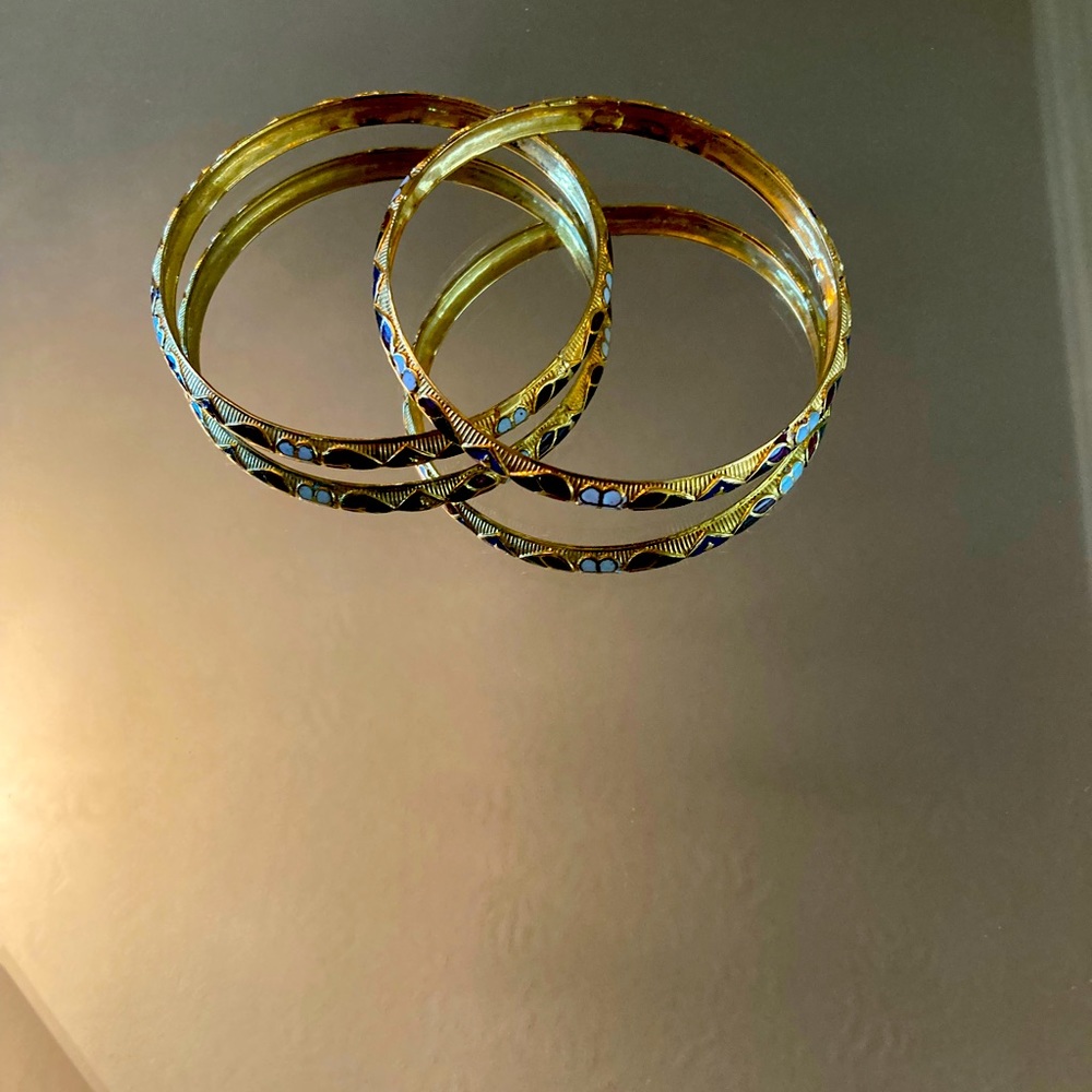 Vintage enamelled cloisonné bangles - Picture 1 of 4